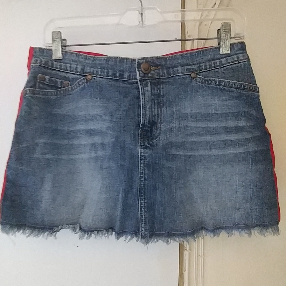 Half denim half kilt skirt